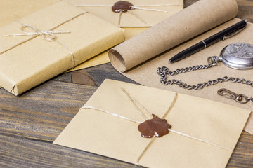 envelope with sealing wax, ancient scroll