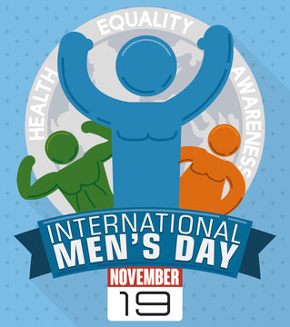 Different Men Shapes in Commemorative Design for International Men's Day, Vector Illustration