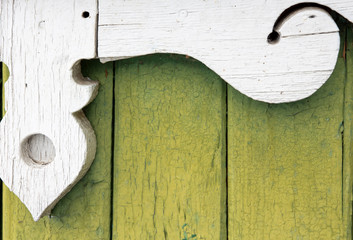 Older spectacular faded painted green boards