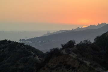 Los Angeles big Sunset scene from Griffith Park