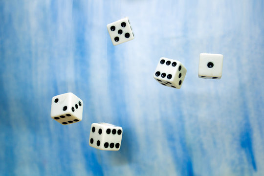 dice thrown into the air