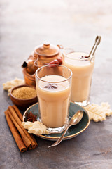 Hot masala tea with spices