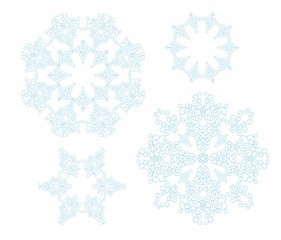 Set of snowflakes. Vector illustration hand drawn. Line art.