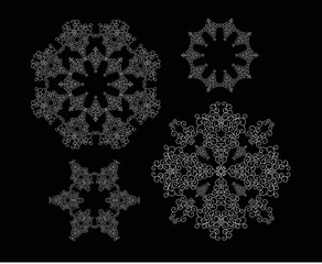 Set of snowflakes. Vector illustration hand drawn. Line art.