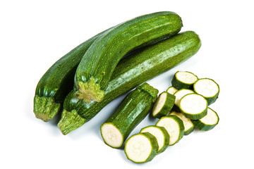 Fresh zucchini isolated on white background