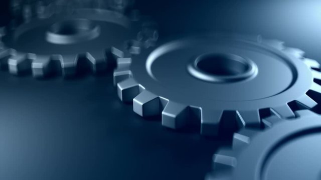 Gears rotate around. Loop animation in Ultra HD 4K