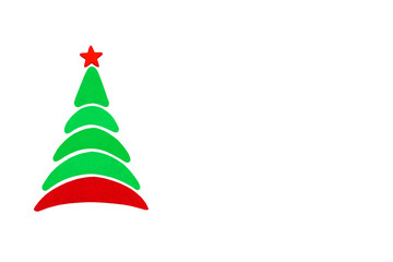The New Year and Christmas conceptual tree made of a color cardboard. Isolated on a white background.