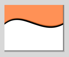 Orange black white wave on angular card on gray background