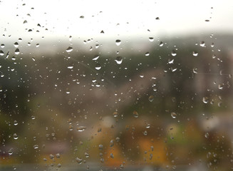 Raindrops on window.