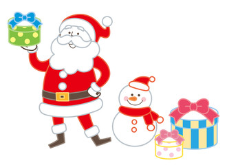 サンタ　雪だるま　プレゼント