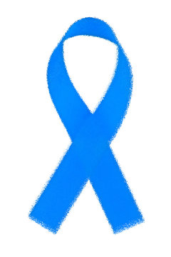 Awareness blue ribbon isolated on white background