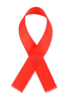 Aids awareness red ribbon isolated on white background