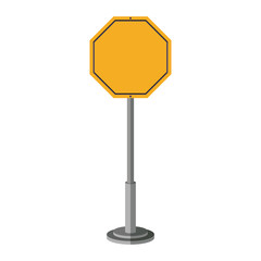Yellow road sign icon. Street information warning and guide theme. Isolated design. Vector illustration