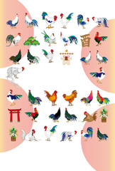 ニワトリのイラストのグリーティングカード