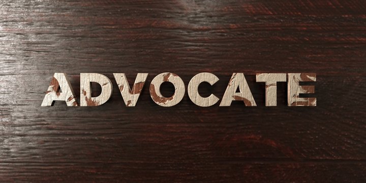 Advocate - grungy wooden headline on Maple  - 3D rendered royalty free stock image. This image can be used for an online website banner ad or a print postcard.