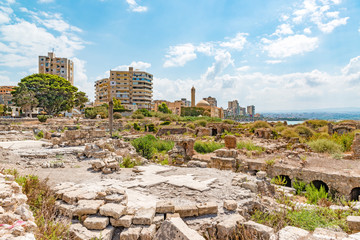 Fototapeta na wymiar Al Mina archaeological site in Tyre, Lebanon. It is located about 80 km south of Beirut and has led to its designation as a UNESCO World Heritage Site in 1984.