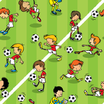 Pattern seamless football kids