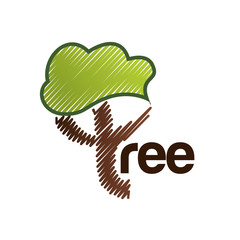 tree plant hand drawing isolated icon vector illustration design