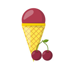Vector cartoon cherry ice cream balls