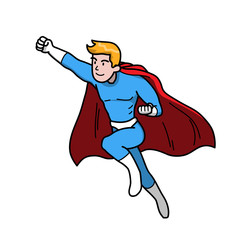 Heroic Superhero Hero. A hand drawn vector illustration of a flying man with super power.