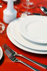 .Ceramic tableware on the table