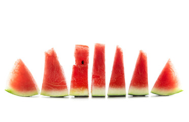 Slices of watermelon on white background