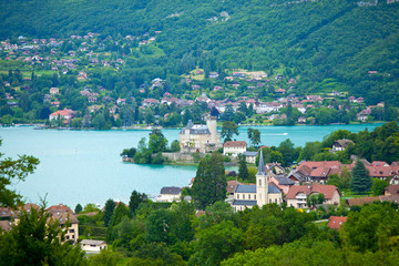 Fototapeta na wymiar Annecy lake, French Alps, region Haute Savoie