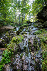 rocky waterfall in summer