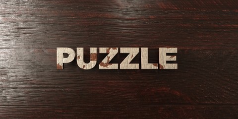 Fototapeta premium Puzzle - grungy wooden headline on Maple - 3D rendered royalty free stock image. This image can be used for an online website banner ad or a print postcard.