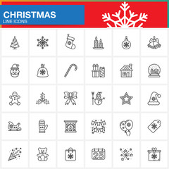Christmas Holiday line icons set, outline vector symbol collection, linear pictogram pack isolated on white, logo illustration