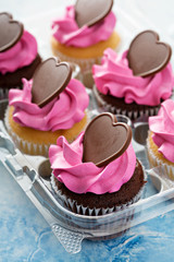Romantic cupcakes with pink frosting
