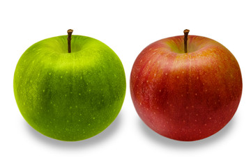 Red and green Apple isolated on white background