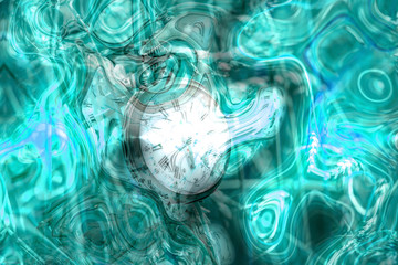 Abstract turquoise clock wave. Fractal texture. Background consists of fractal color texture and is suitable for use in projects on imagination, creativity and design.