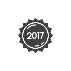 2017 year label, sticker icon vector, filled flat sign, solid pictogram isolated on white, logo illustration