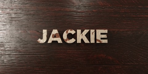 Jackie - grungy wooden headline on Maple  - 3D rendered royalty free stock image. This image can be used for an online website banner ad or a print postcard.