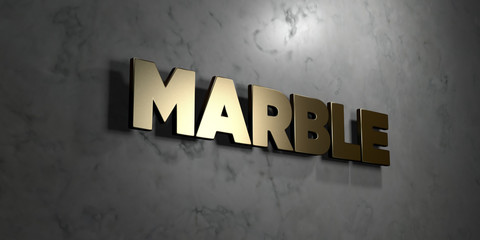 Marble - Gold sign mounted on glossy marble wall  - 3D rendered royalty free stock illustration. This image can be used for an online website banner ad or a print postcard.