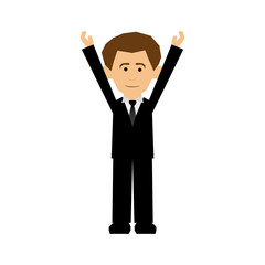 man wearing suit with arms raised cartoon icon image vector illustration design 