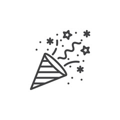 Confetti Popper line icon, outline vector sign, linear pictogram isolated on white. logo illustration - obrazy, fototapety, plakaty