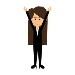 woman with arms up cartoon icon image vector illustration design 