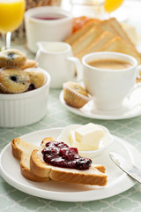 Fresh and bright continental breakfast table