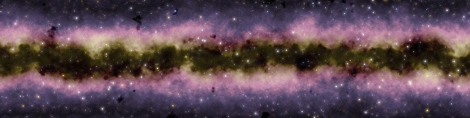 Milky Way galaxy, panoramic view, digital art illustration work.