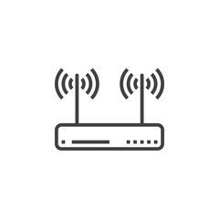 wifi router, wireless dsl modem line icon, outline vector sign, linear pictogram isolated on white. logo illustration
