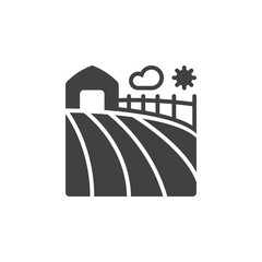 Farm field icon vector, filled flat sign, solid pictogram isolated on white, logo illustration
