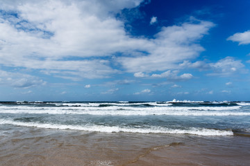 Stormy Mediterranean sea at Israel coast in Tel Aviv.