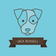 Jack russel breed dog for logo design. Vector colored hand drawn dog head