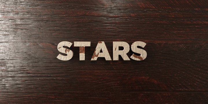 Stars - grungy wooden headline on Maple  - 3D rendered royalty free stock image. This image can be used for an online website banner ad or a print postcard.
