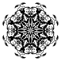 Hand drawn element. Black and white. Mandala. Vector illustration.