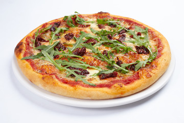pizza on the white
