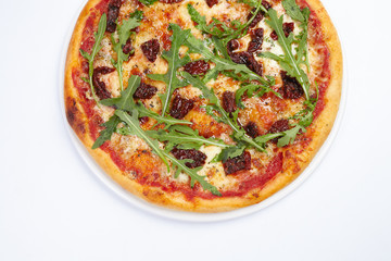 pizza on the white