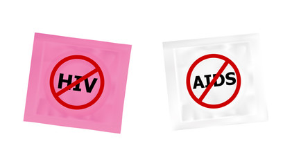 condom with HIV and AIDS ban logo